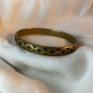 Gold Cut Out Overlay Lattice Work Bracelet